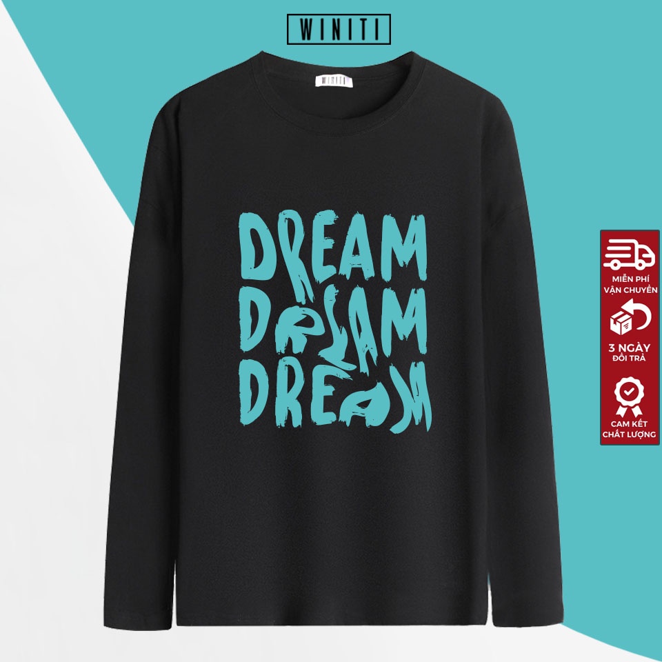 Áo thun dài tay unisex phông nam nữ cotton basic form suông rộng phong cách Hàn Quốc Dream Winiti