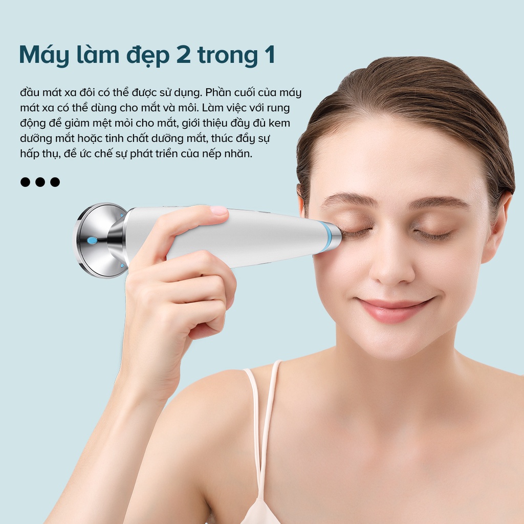 Máy mát xa da mặt Facial Eye 2 trong 1 CkeyiN MR656 có đèn LED giúp hỗ trợ cải thiện quầng thâm và nếp nhăn / nâng da mặt