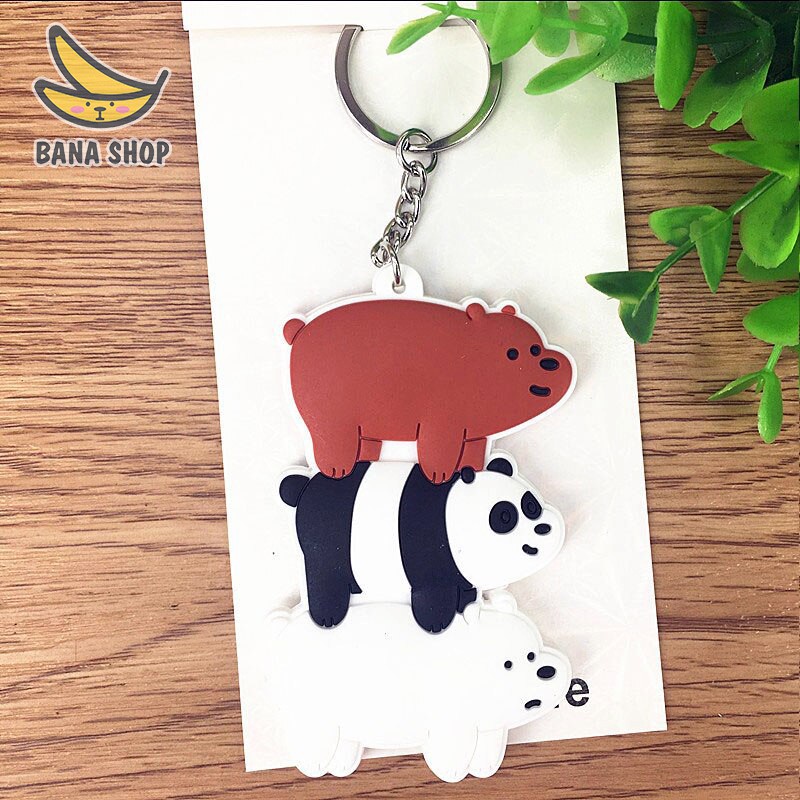 Móc khoá nhựa dẻo 3 anh em gấu bare bear cute Chúng tôi là gấu