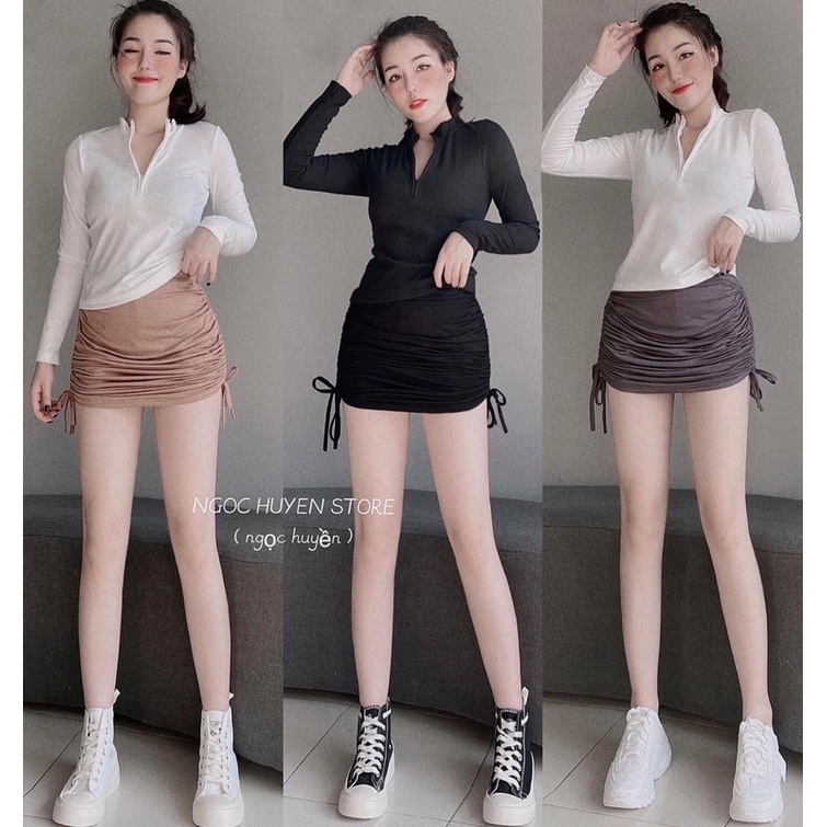 chân váy dây rút 2 bên nhiều màu mặc tập gym, aerobic, nhảy, đi chơi, tập thể dục, yoga.. ( hình thật kèm video)