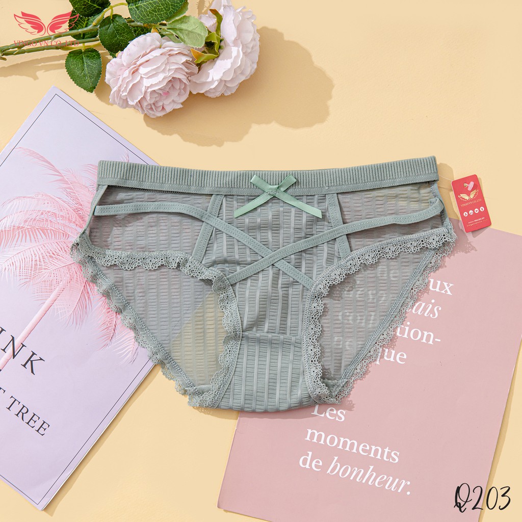 VINGO Quần Lót Nữ Dây Đan Chéo Chất Ren Gân Thấm Hút Kháng Khuẩn Q203 VNGO | BigBuy360 - bigbuy360.vn