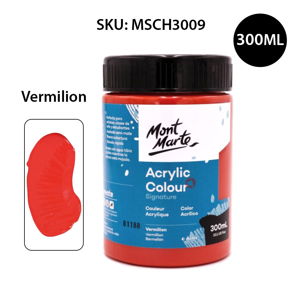 Màu Acrylic Mont Marte 300ml - Vermilion - Acrylic Colour Paint Signature 300ml (10.1oz) - MSCH3009