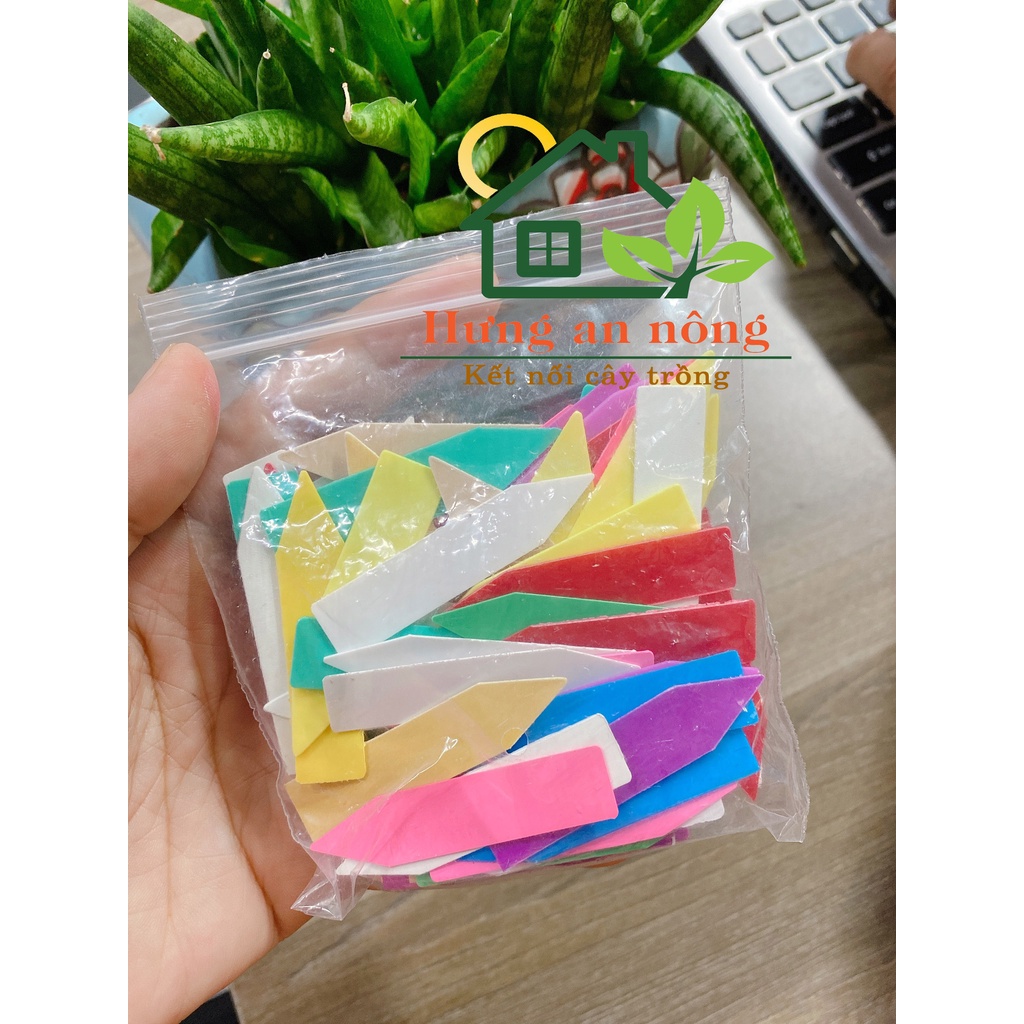 Combo 100/200/300 thẻ cắm đủ màu nhựa pp dùng ghi nhớ tên cây giống size 5x1cm