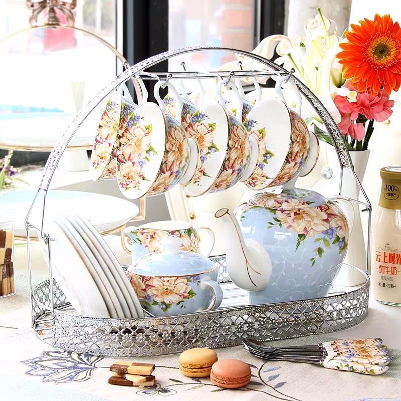 Bộ ấm trà chiều Cerafloral vintage phong cách Châu Âu