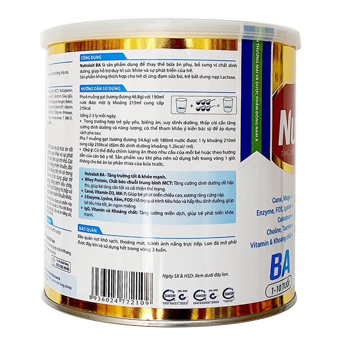 Sữa Nutralait BA hộp 700g