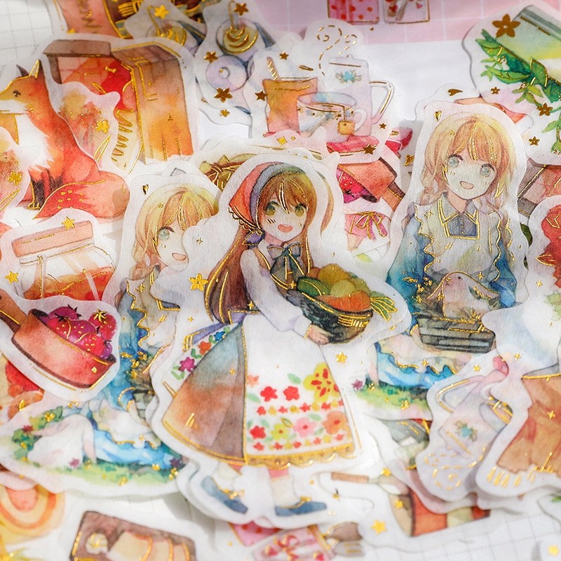 50 sticker chủ đề cô gái dễ thương trang trí đa dụng
