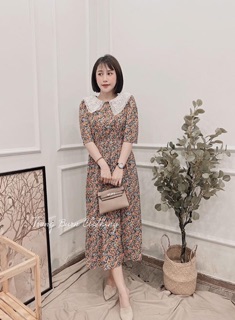 Váy hoa nhí cổ ren 2 màu