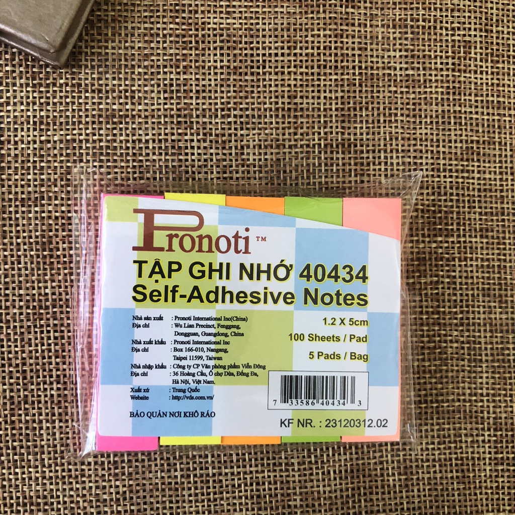 Giấy nhớ note nhỏ Pronoti 5 màu dạ quang (12mmx50mm) - 500 tờ - 40434 - combol 2 - vpp Diệp Lạc (sỉ/lẻ)