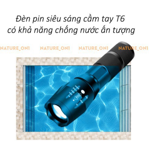 Đèn Pin Siêu Sáng Full Box, Hợp Kim Chống Nước, Pin Có Thể Sạc Lại