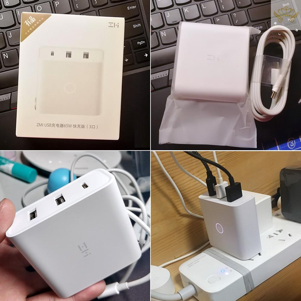 Cốc Sạc Nhanh Xiaomi Zi Ha832 65w Với 3 Cổng Usb 110-240v