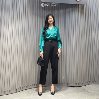 Áo Sơ Mi Nữ 𝐂𝐂𝐇𝐀𝐓 Tay Phồng Cổ Leo Chất Lụa Cao Cấp Phong Cách Trẻ Trung 21ADL2007ST