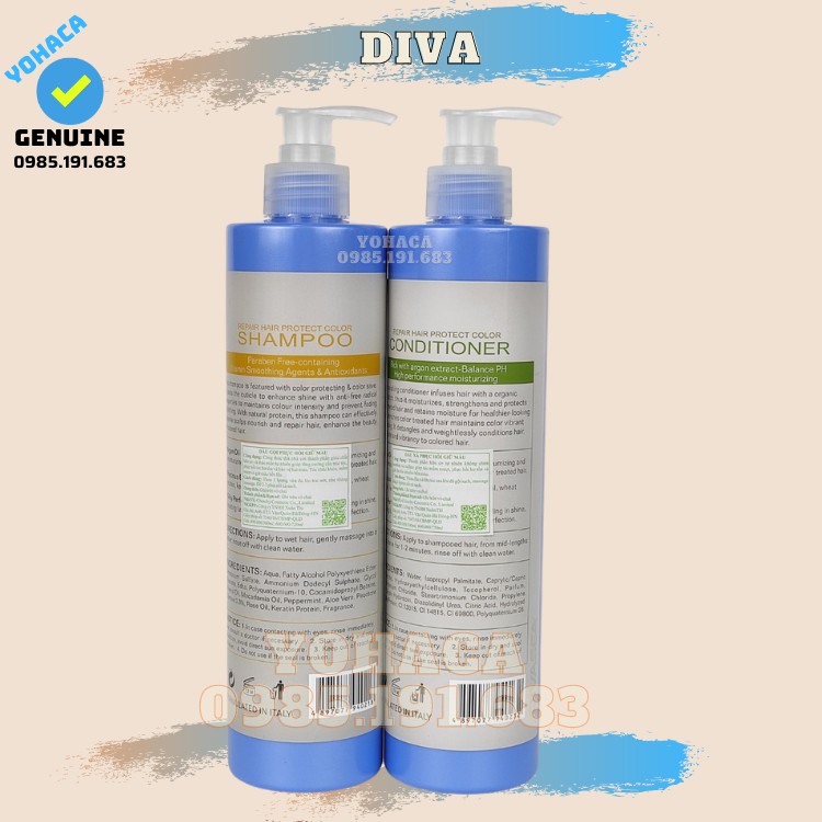 ✅Bộ Dầu Gội-Xả DiVa Argan Extracts  500ml Phục Hồi Gĩu Màu Tóc Mẫu Mới