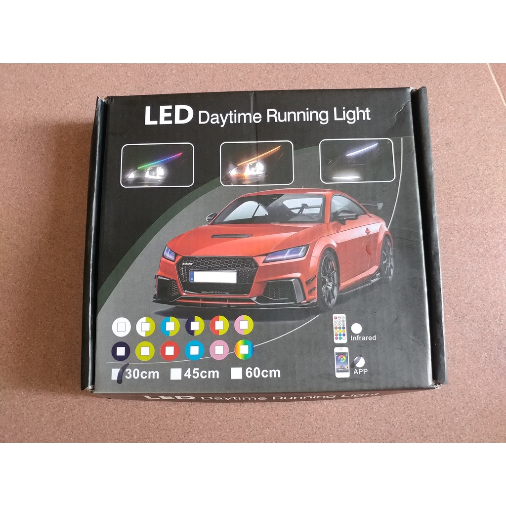 Bộ 2 Dây Đèn Led DRL RGB Điều Khiển Qua APP Trên Điện Thoại Siêu Mỏng Cho Xe Hơi Xe Máy 30cm