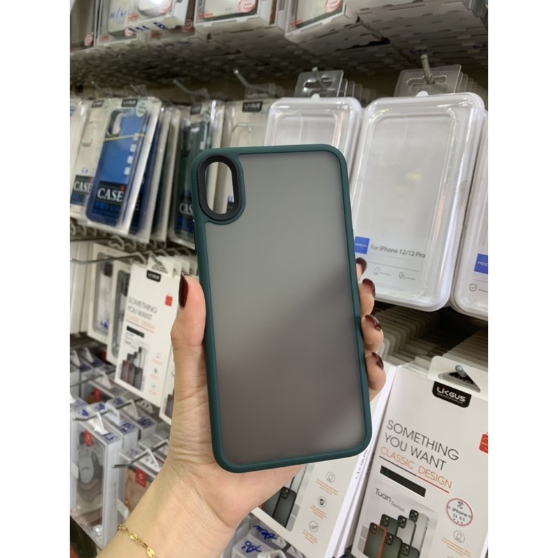 Ốp Lưng Nhám Viền Màu LIKGUS Iphone X/ Xs/ Xs Max Chống Bám Vân Tay - Hàng Chính Hãng
