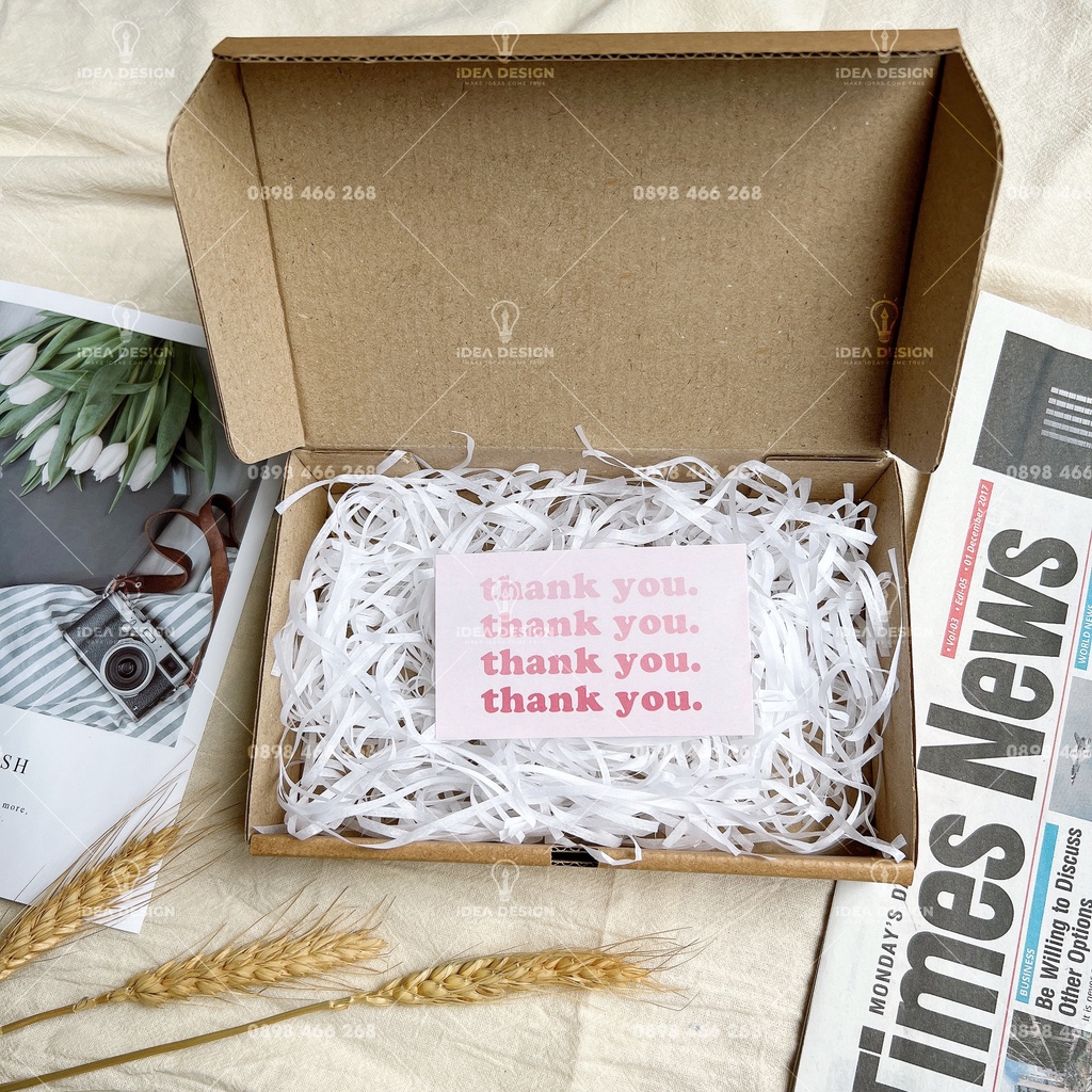 Thiệp cám ơn, thank you card khách tự điền nội dung - Giấy C300 - Cán màng mờ 2 mặt