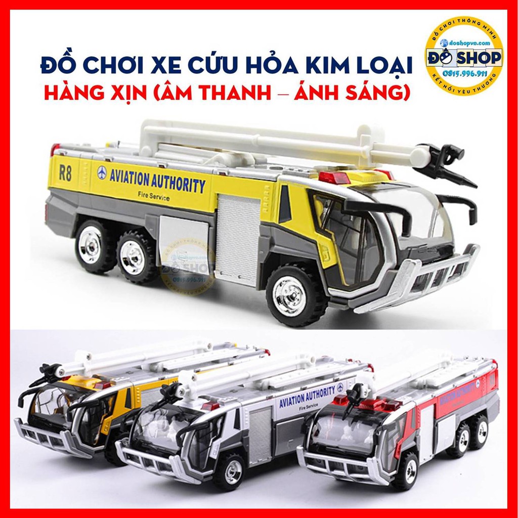 Đồ Chơi Xe Cứu Hỏa Kim Loại Chạy Cót Âm Thanh Ánh Sáng - Đô Shop