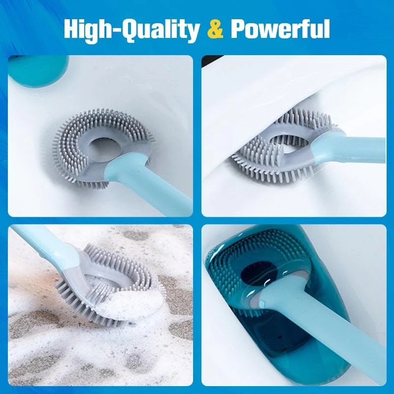 Bàn Chải Vệ Sinh Toilet Hình Kẹo Mút Bằng Silicon Có Giá Đỡ Gắn Tường Không Cần Khoan Tường
