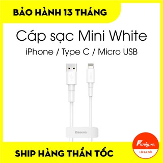 ✅ - cáp sạc nhanh 2.4a baseus mini white cho iphone / type c / micro usb