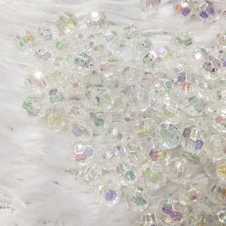 100 hạt nhựa hình pha lê lấp lánh 6mm