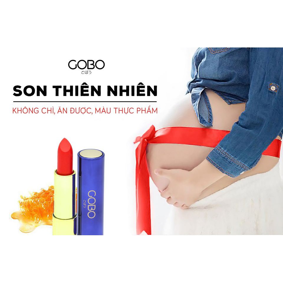 Son môi Gobo 4.5g [CHÍNH HÃNG] Son Gobo, Son không chì, nguyên liệu thiên nhiên, son an toàn cho Mẹ bầu,bé gái, Đẹp