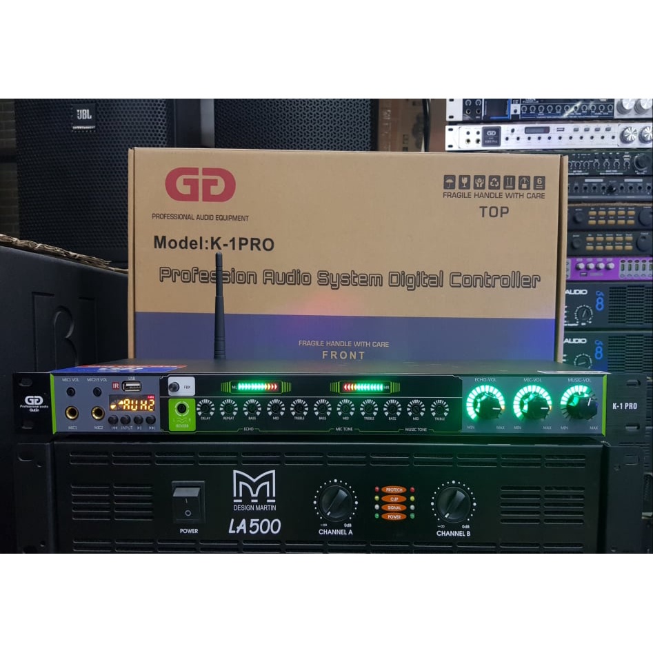 Vang cơ Gutin K-1 Pro: Có REVERB, Chống hú, âm thanh khỏe, sáng. Chức năng Bluetooth, USB. Tặng kèm bộ dây kết nối canon
