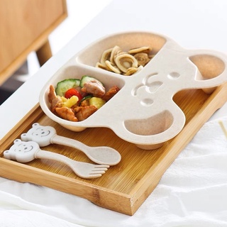 Khay ăn dặm lúa mạch kèm thìa và dĩa