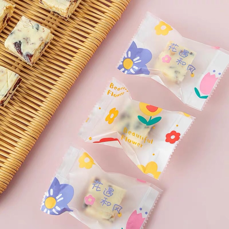 Xấp 100 Túi Gói Bánh Quy Kẹo Nougat Hạnh Phúc Hàn Miệng Túi - KAT Official Store