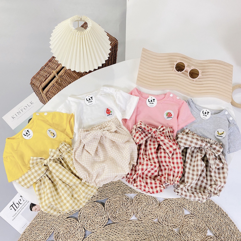 Set áo cotton 4 chiều kèm quần lưng cao thắt nơ cho bé gái từ 1 2 3 4 5 6 tuổi MINTSCLOSET Mint's Closet - GS1060