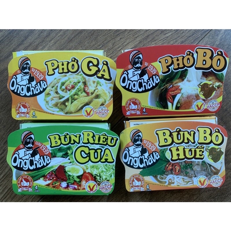 Gia vị phở bò- gà- bún riêu cua- bún bò Huế ông Chà Và 1 hộp 4 viên