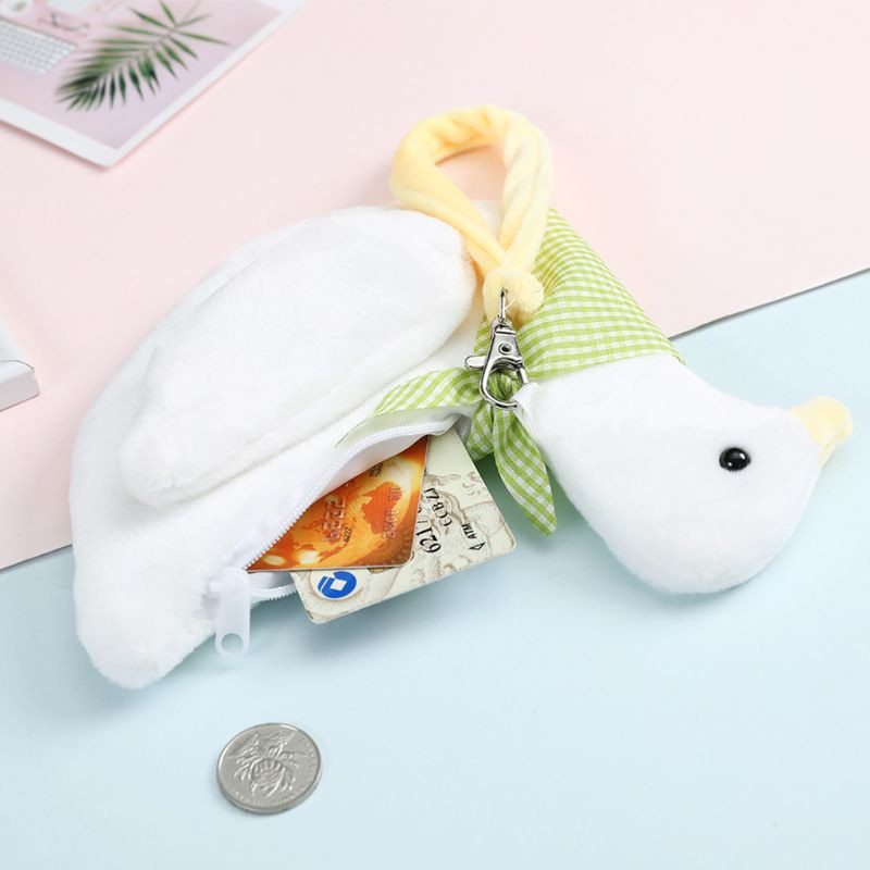 Ví đựng tiền xu thẻ thiết kế kiểu chú vịt con hoạt hình đáng yêu thời trang dành cho nữ