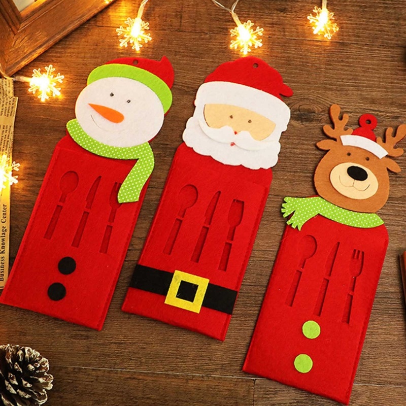 Set 3 Vỏ Bọc Muỗng Nĩa Họa Tiết Giáng Sinh Dễ Thương