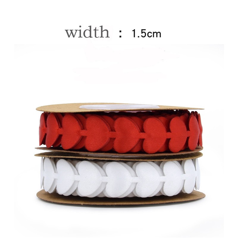 Cuộn dây ruy băng hình trái tim đỏ siêu âm dài 5m kích thước 15mm dùng trang trí tiệc cưới