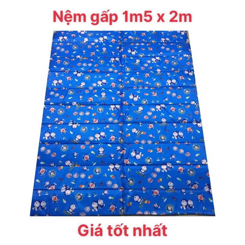 Nệm gấp mỏng, nhẹ, đa tiện dụng loại lớn 1m5 x 2m (2 người nằm) _ Nệm ngủ văn phòng, du lịch, picnic, hình Doreamon