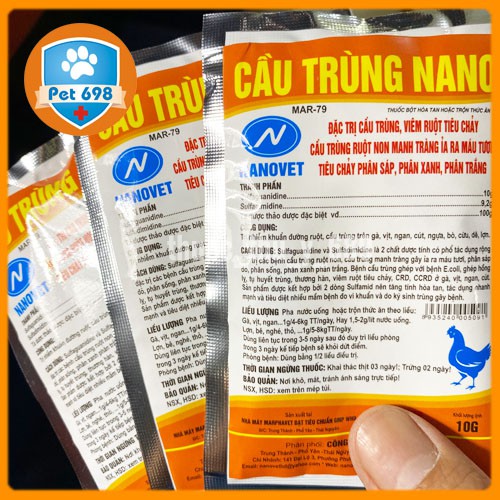 Cầu trung NANO 10g - NANOVET bệnh đường ruột trên gia cầm, thủy cầm PET-698