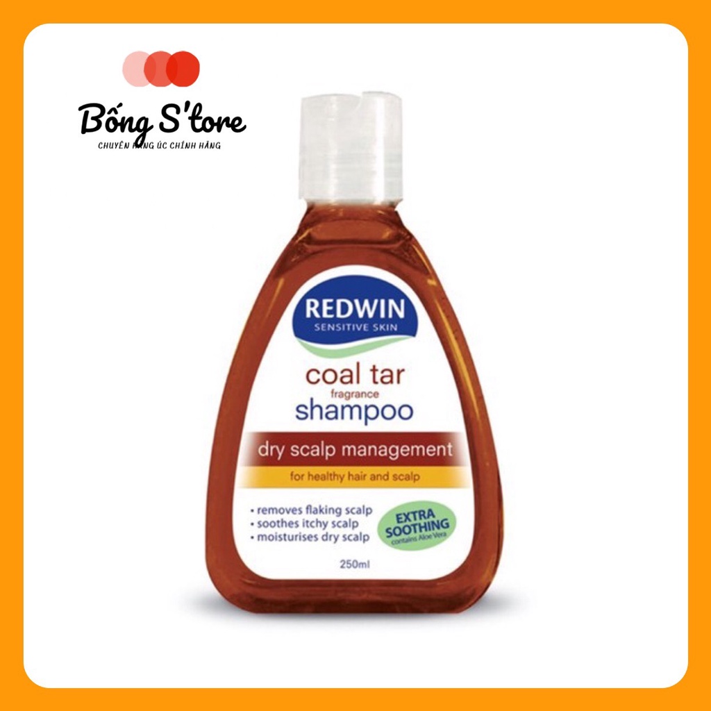 Dầu gội ngăn gàu, nấm, giảm nhờn Redwin Coal Tar / Tea tree Úc - 250ml