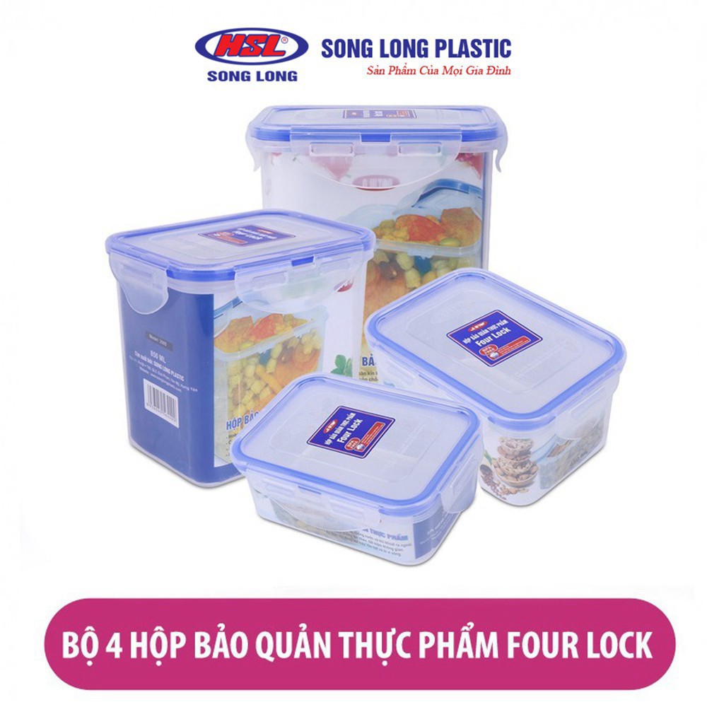 Bộ 4 Hộp Đựng Bảo Quản Thực Phẩm FOUR LOCK 250X | BigBuy360 - bigbuy360.vn