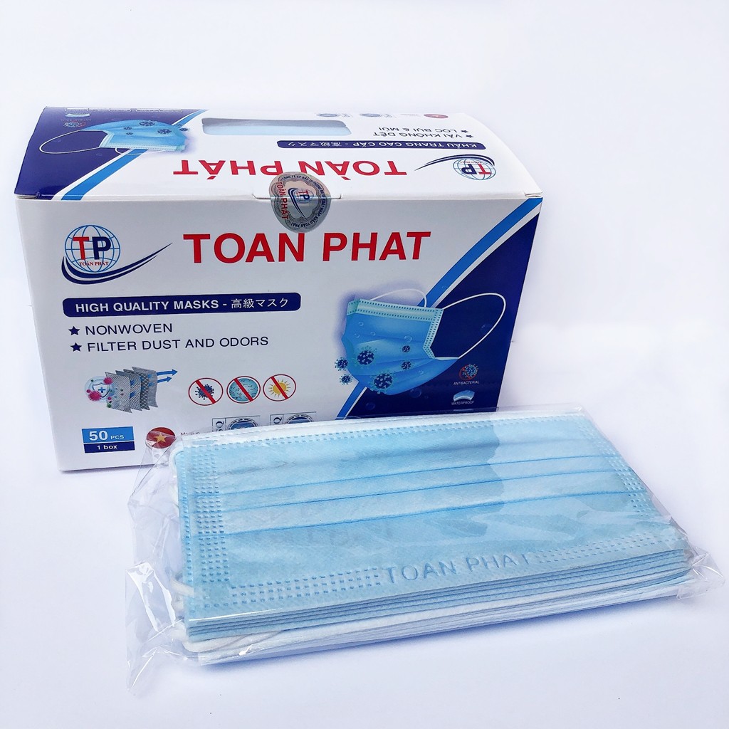 Khẩu trang y tế 4 lớp hộp 50 chiếc Toàn Phát, khẩu trang y tế kháng khuẩn,lọc bụi