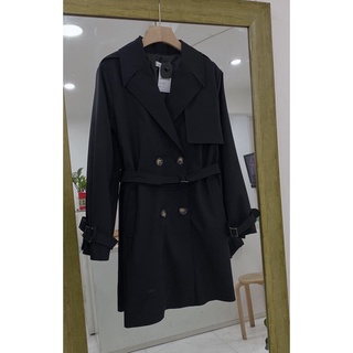 trench coat tay cài đen