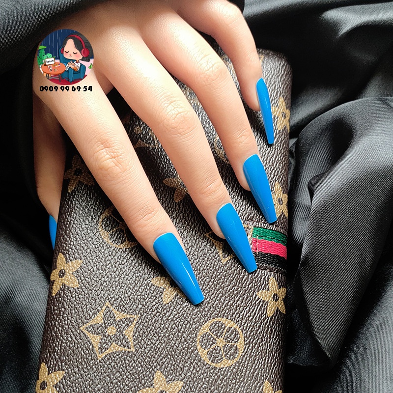 [ 1169 - 24 XANH CHIM CÔNG ] MÓNG CỨNG - SƠN BÓNG - Phom Thang Dài Xtra [Tặng Miếng Dán Và Dụng Cụ] Lẻ