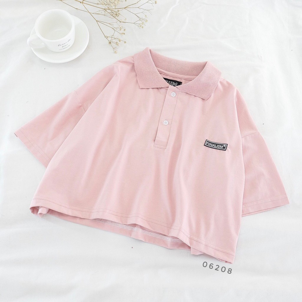 Áo thun croptop polo tay lỡ form rộng nhiều màu Fiinalism ulzzang - Made by Toneontone TOT (có ảnh cận chất)