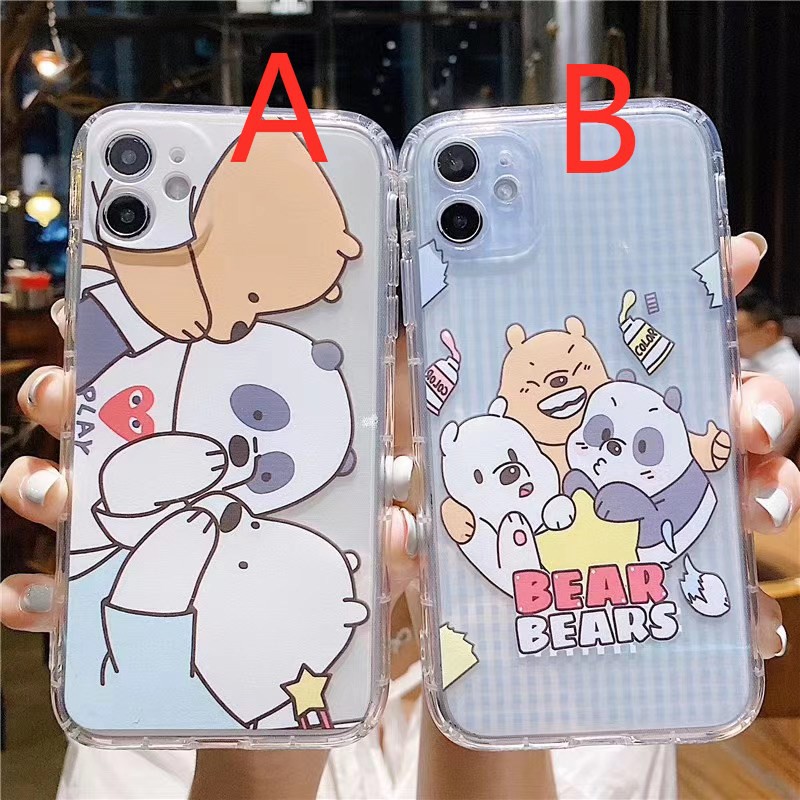 Ốp điện thoại mềm trong suốt hình ba chú gấu 3D cho IPhone 11 11Pro 11Promax X XS XR XSmax 7 8 plus