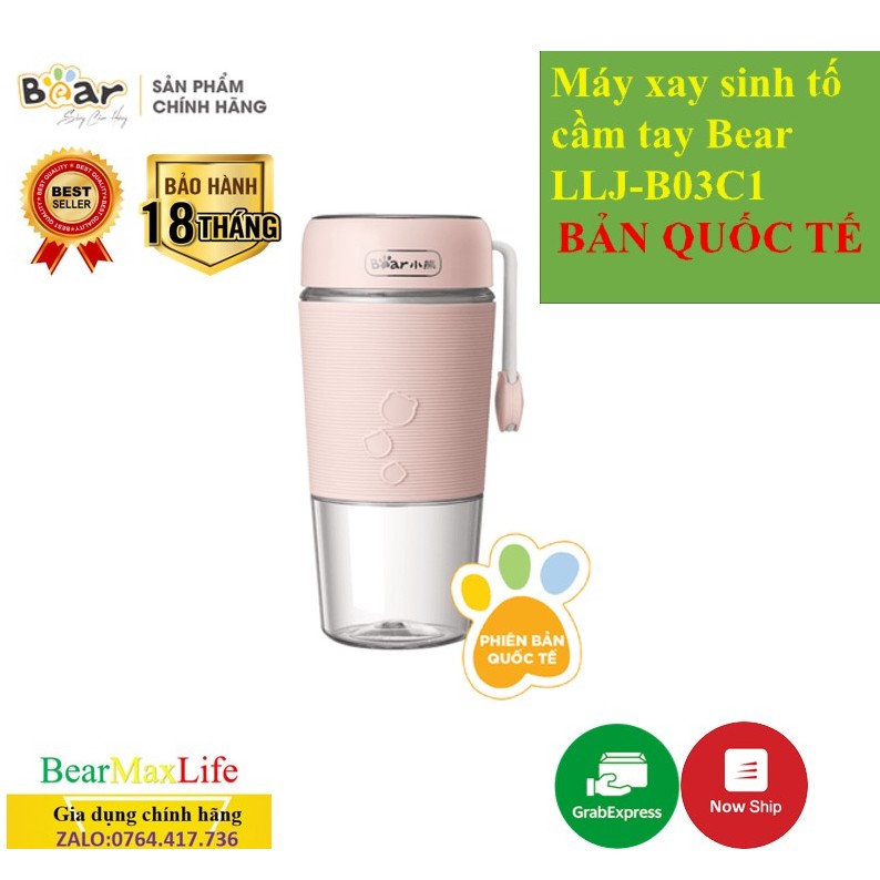 [FreeShip][Ship 2H]Máy Xay Sinh Tố cầm tay mini Bear LLJ-B03C1- Phiên bản Quốc Tế Chính Hãng BEAR bảo hành 18 Tháng