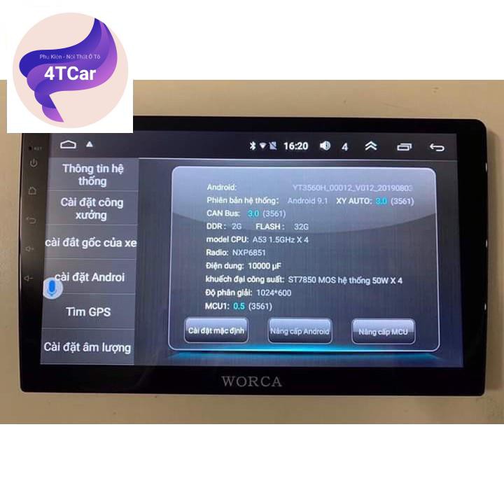 Màn hình Android  xe CIVIC 17-18 Worca 4G/wifi - IPS - DPS - Ram 2GB - Rom32 GB cài sẵn Navitel - Có ra lệnh giọng nói