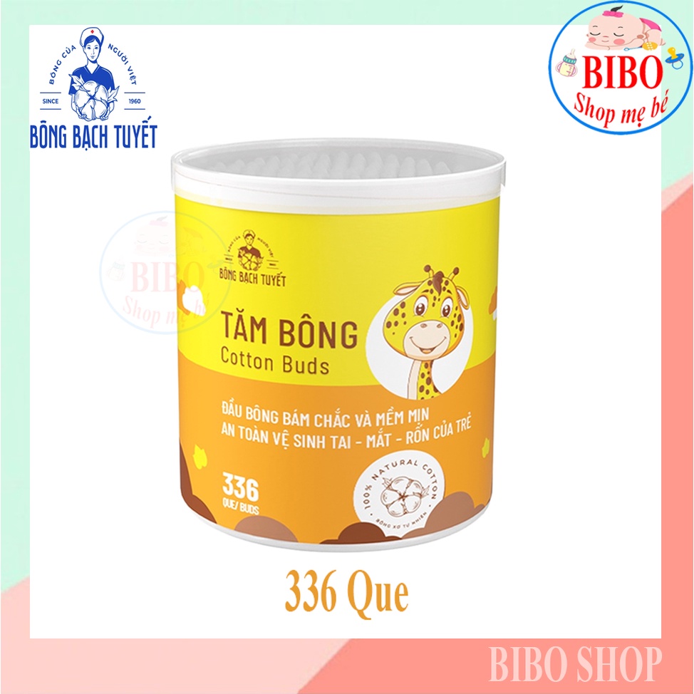 Tăm bông sơ sinh cao cấp, Tăm bông trẻ em chuyên dụng hộp 330 que của Bạch Tuyết an toàn cho bé