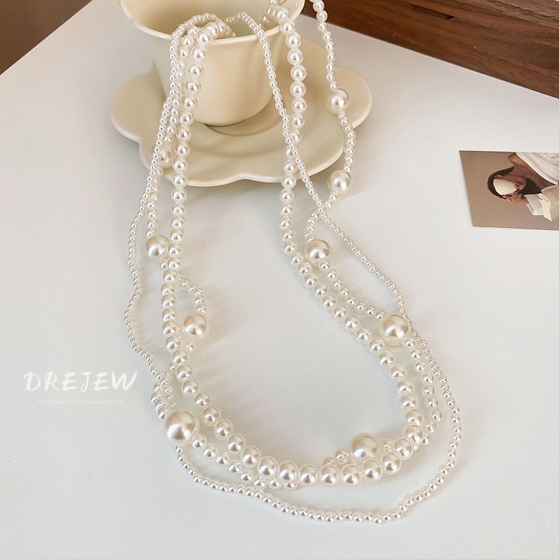 Dây chuyền DREJEW dáng dài đính ngọc trai phong cách cổ điển thời trang