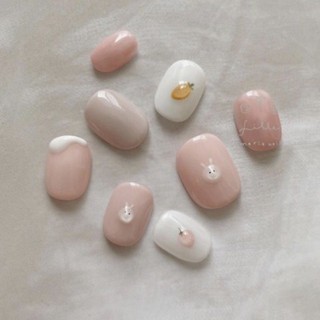 móng úp tự gắn/ nailbox trang trí thỏ và cà rốt dạng nổi hoặc trái dâu nổi