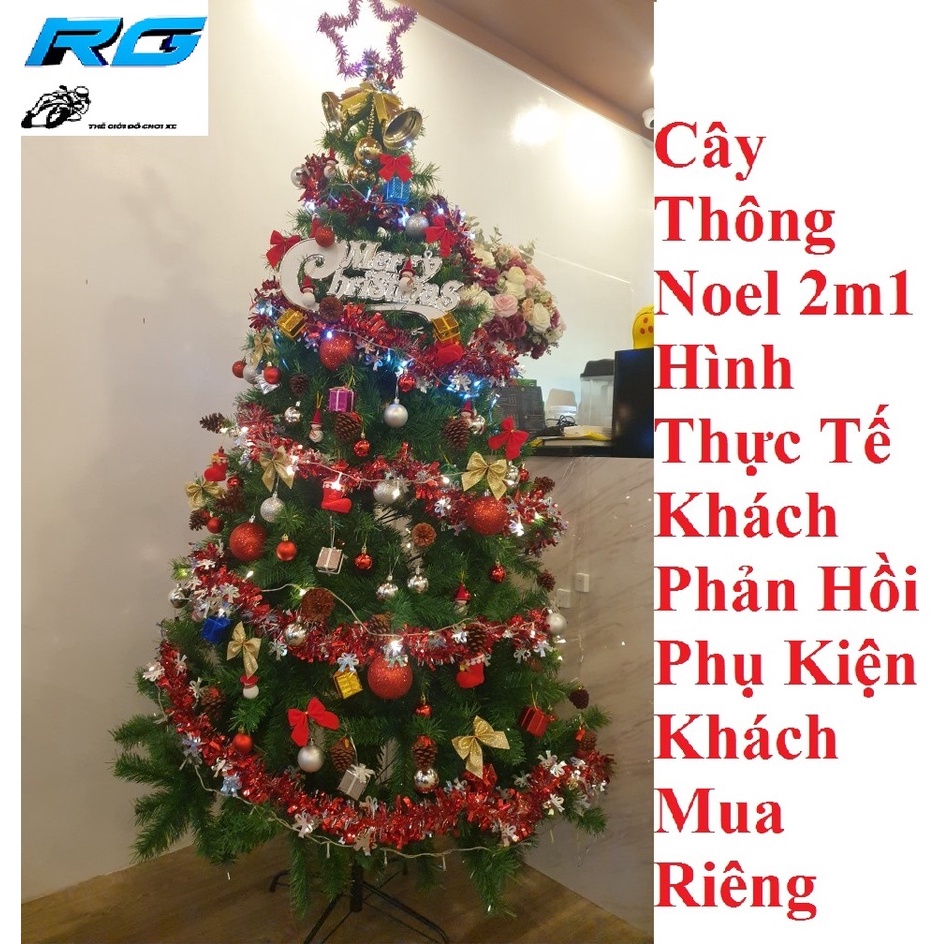 Cây Thông Noel 2M1 Chân Sắt Trang Trí Giáng Sinh + Tặng Kèm 1 Ngôi Sao Đỉnh Và 5 Dây Kim Tuyến Hàng Việt Nam Cao Cấp