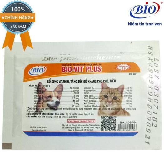 Gói bổ sung vitamin,đề kháng ,mượt lông cho chó mèo biovit plus - 5gr