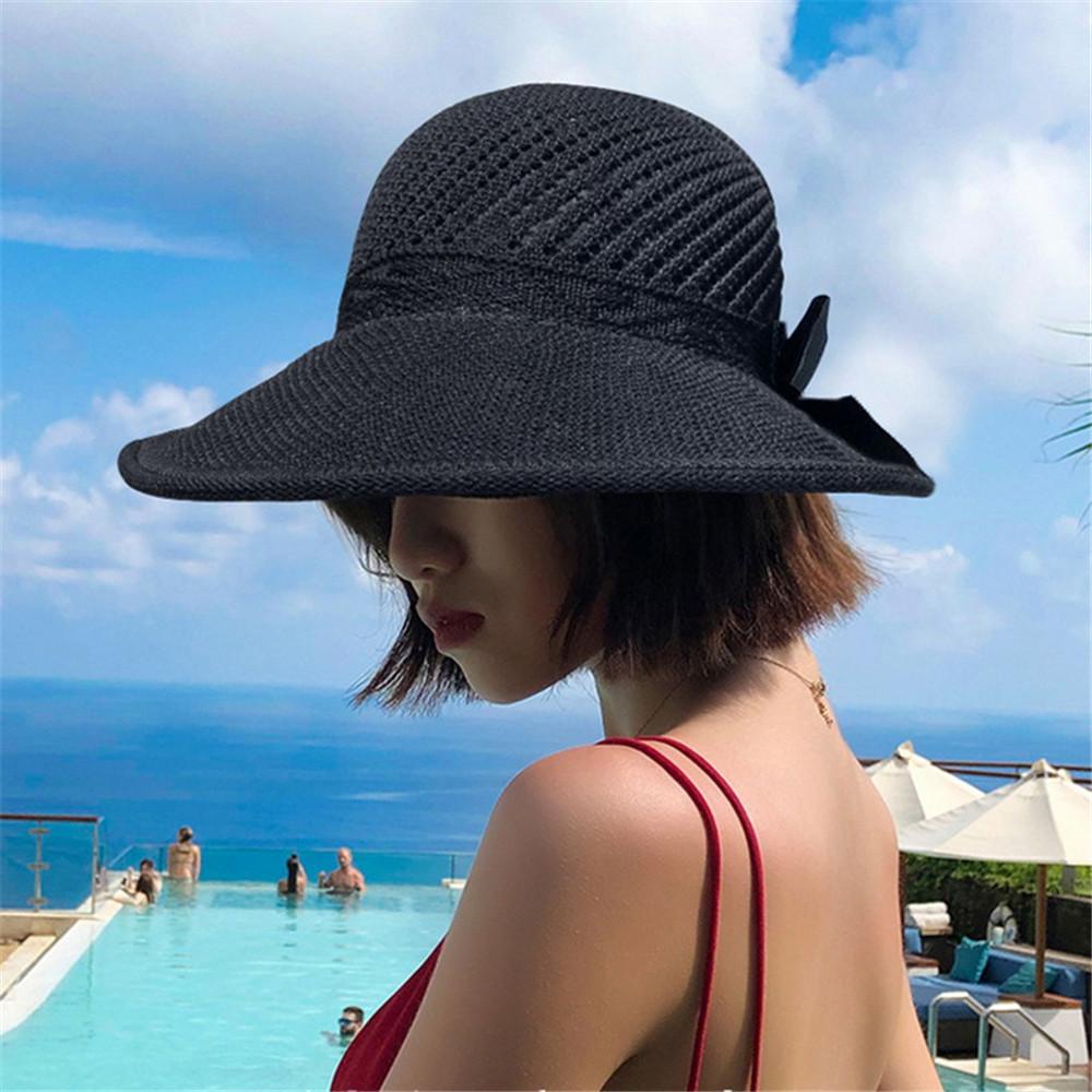 SUMU Mũ Đi Biển Chống Nắng Đính Nơ Có Thể Gấp Gọn Tiện Lợi