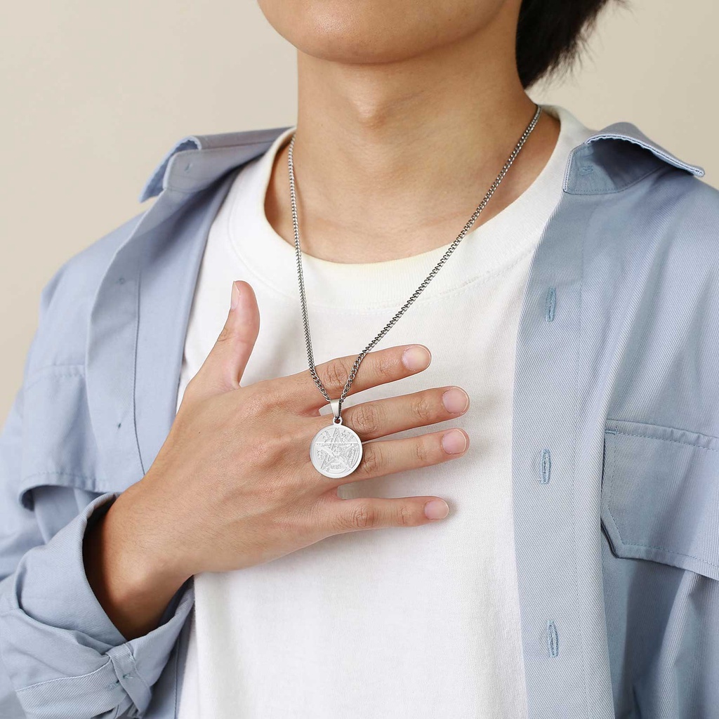 Dây chuyền VNOX thép không gỉ mặt ngôi sao ma thuật phong cách punk Solomon Pentagram Talisman cho nam và nữ